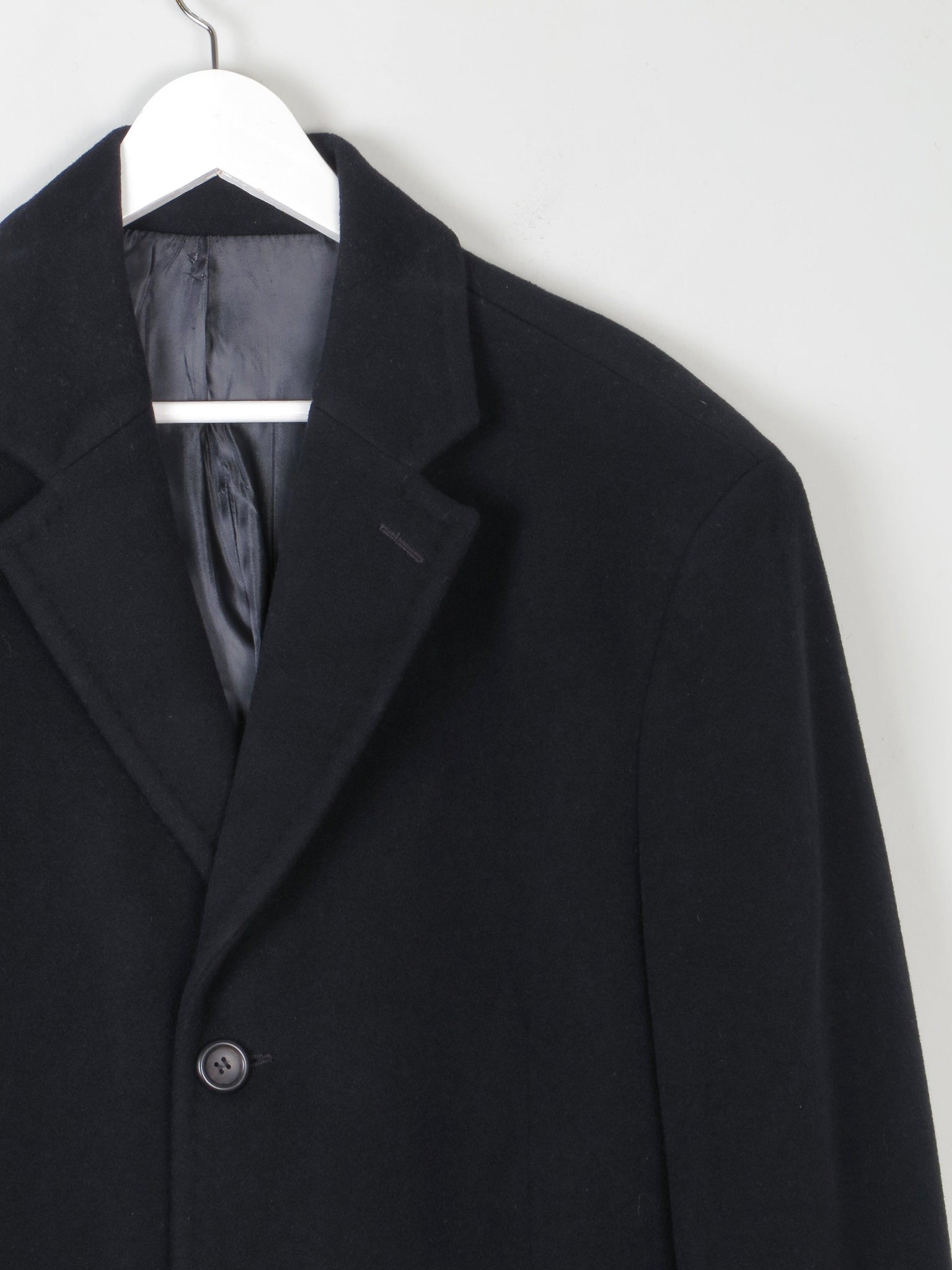 Men's Black Wool Nicole Farhi Cashmere Coat L/XL 46" Approx - The Harlequin