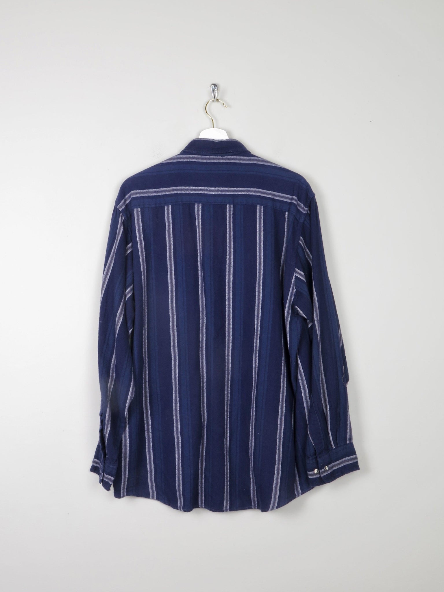 Men's Blue Striped Vintage Flannel Shirt L - The Harlequin