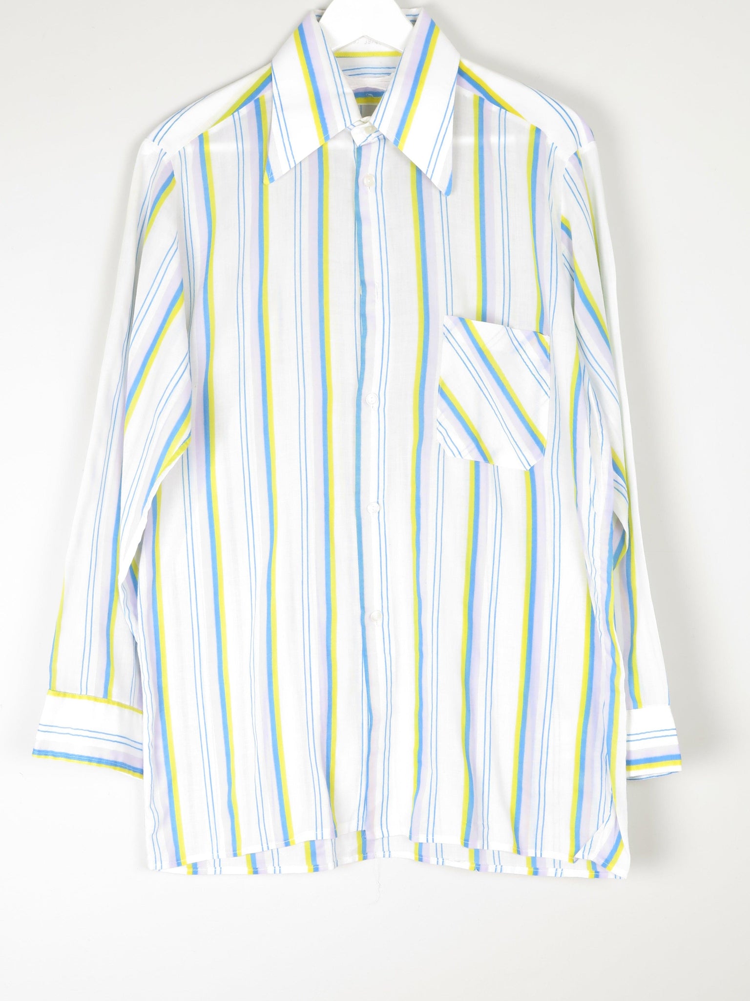 Men’s Bright 1970s Colourful Striped Shirt M - The Harlequin