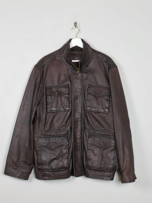 Men's Brown Leather Jacket John Rocha L - The Harlequin