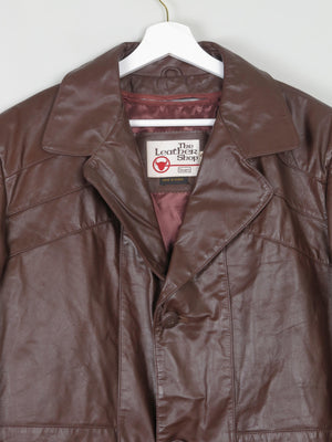 Men's Wine/Burgundy Leather Jacket Sears Size 44 /Large - The Harlequin