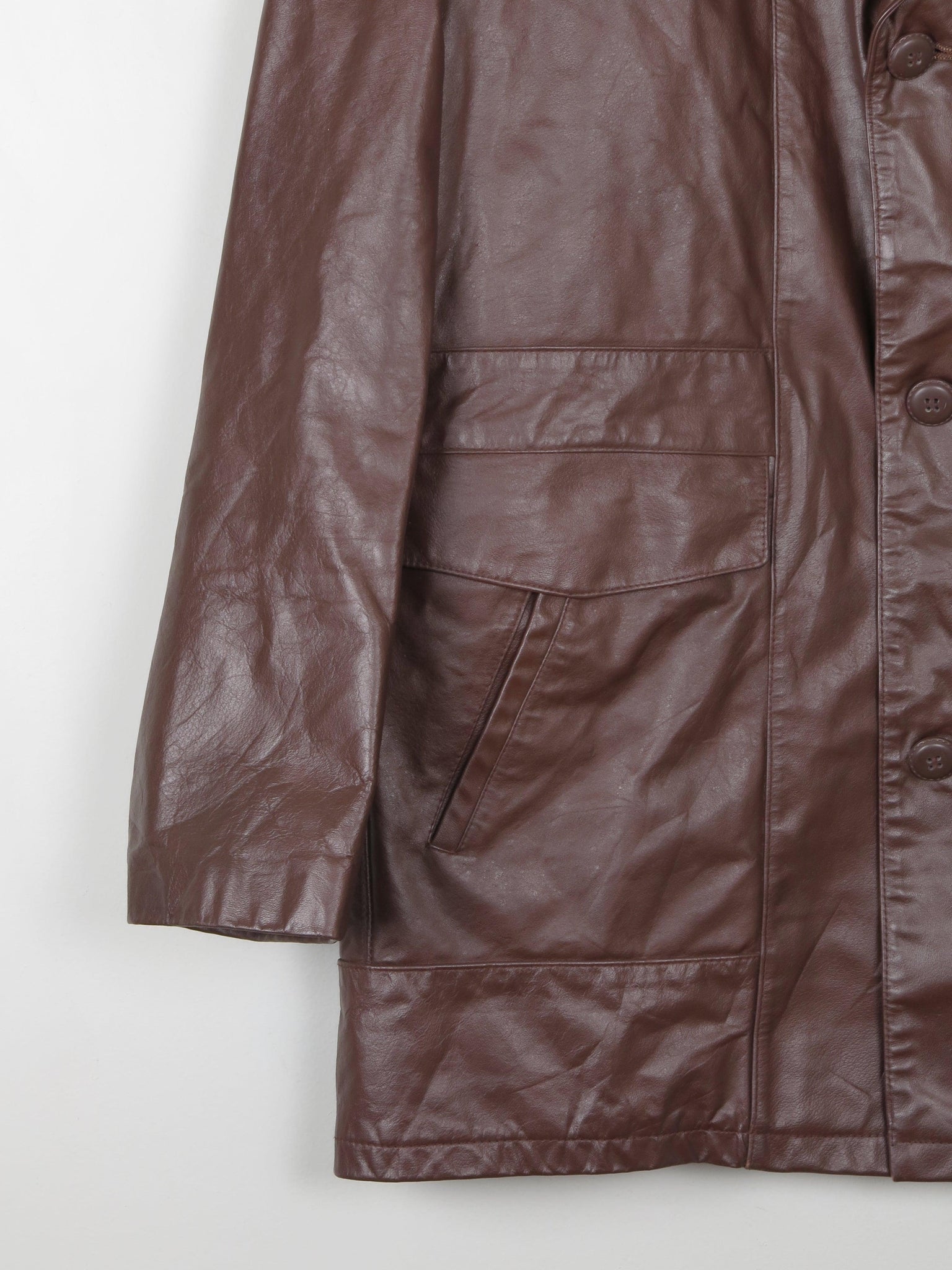 Men's Wine/Burgundy Leather Jacket Sears Size 44 /Large - The Harlequin