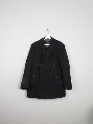 Men's Charcoal Grey Wool Vintage Short Vintage Coat 42" - The Harlequin