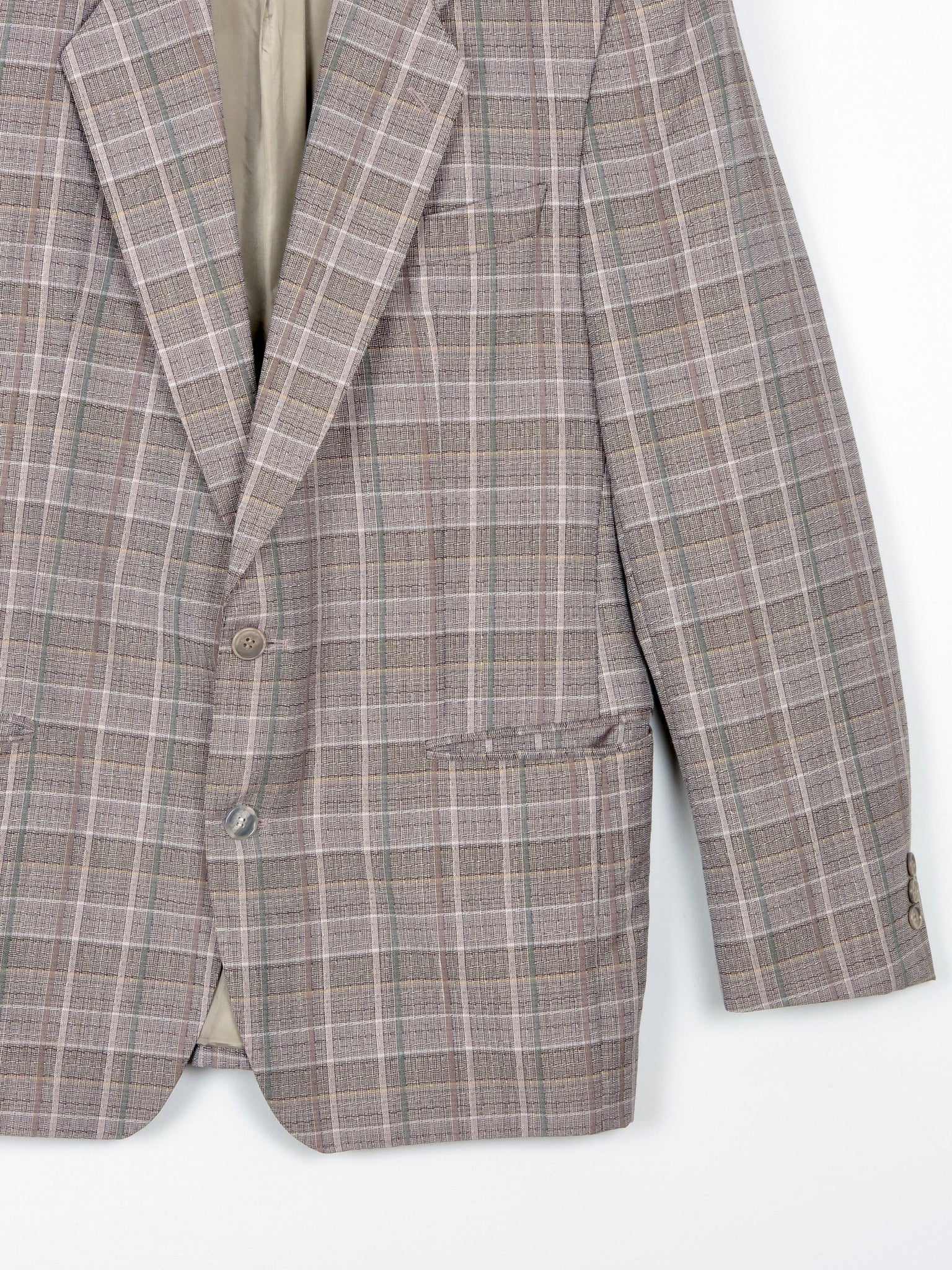 Men's Check Taupe Vintage Jacket 42" - The Harlequin