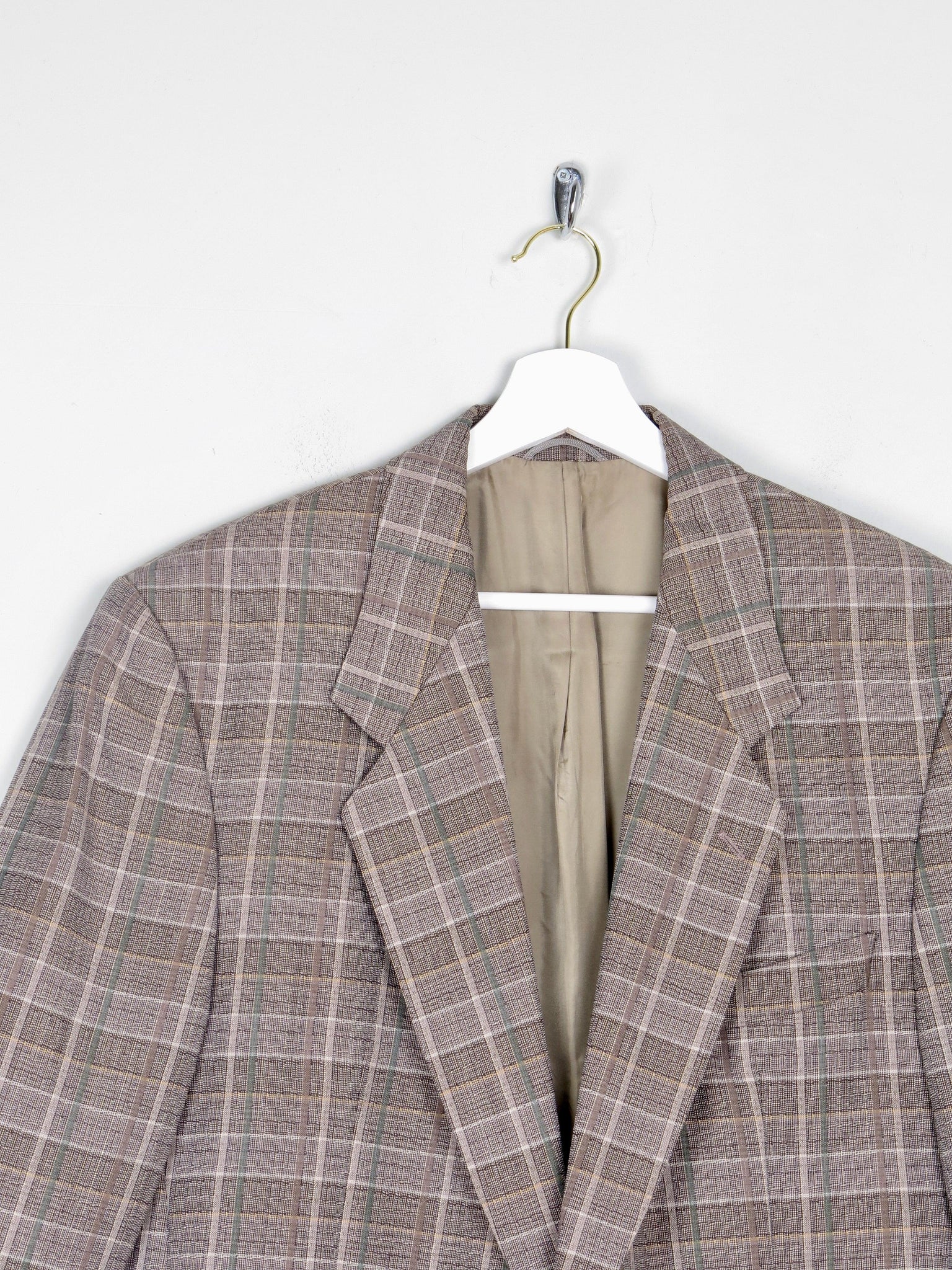 Men's Check Taupe Vintage Jacket 42" - The Harlequin