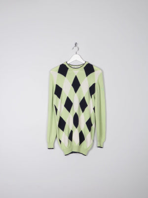 Men's Classic Diamond Lime Green Lyle & Scott Jumper S - The Harlequin