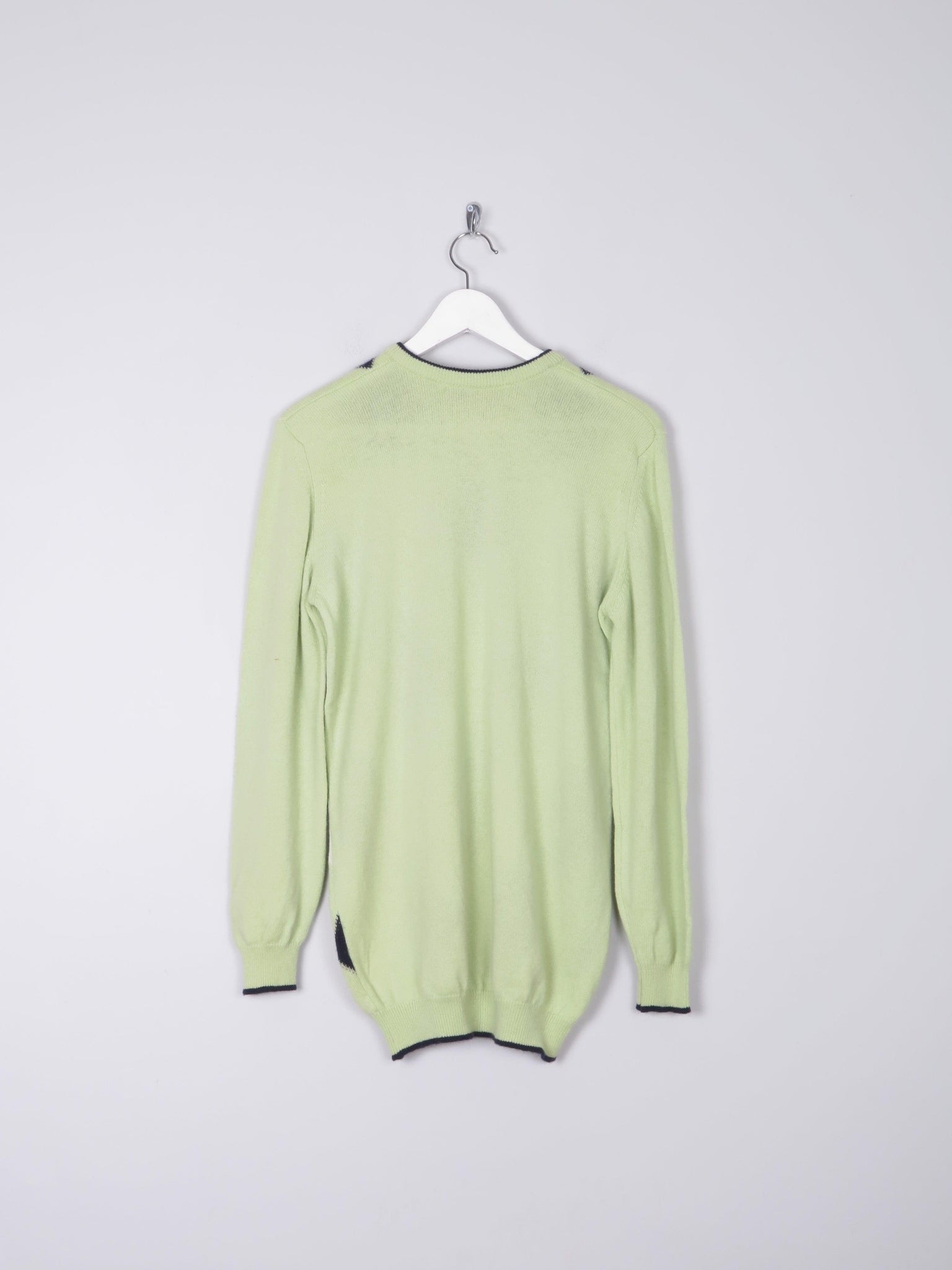 Men's Classic Diamond Lime Green Lyle & Scott Jumper S - The Harlequin