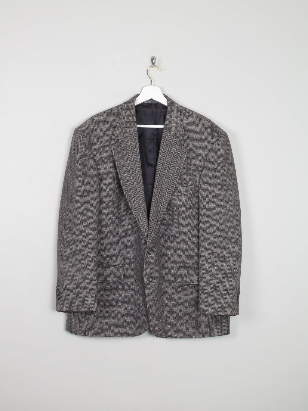 Men's Grey & Black Vintage Tweed Jacket L/44" - The Harlequin