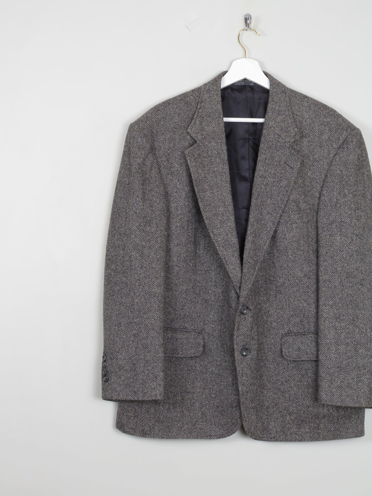 Men's Grey & Black Tweed Jacket L/44" S length - The Harlequin
