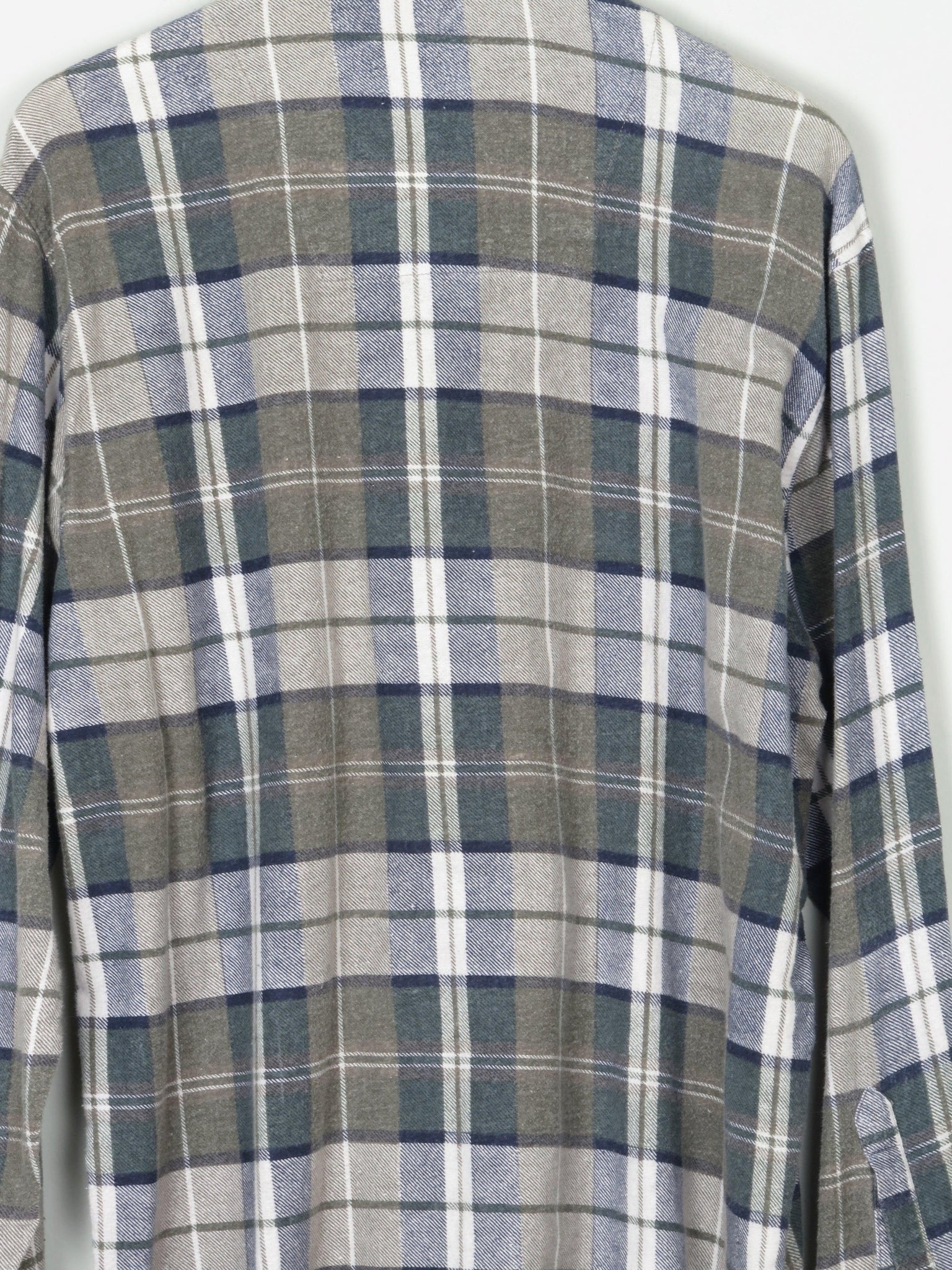 Men's Grey & Green Vintage Flannel Shirt L - The Harlequin