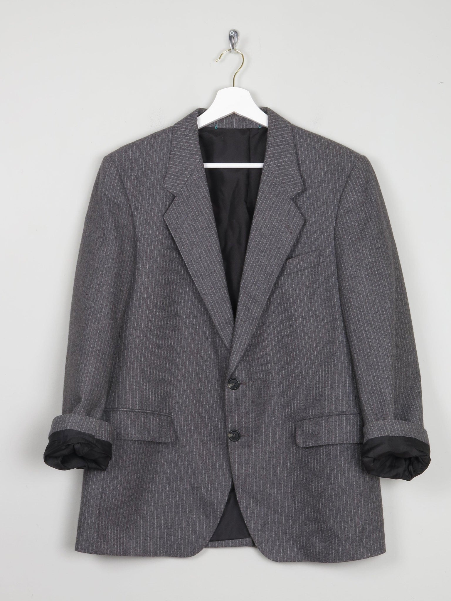 Men's Grey Pinstripe 1970s Tailored Jacket 40" - The Harlequin