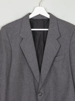 Men's Grey Pinstripe 1970s Tailored Jacket 40" - The Harlequin