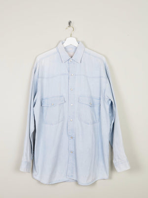 Men's Light Denim Vintage Shirt M Relaxed Fit - The Harlequin
