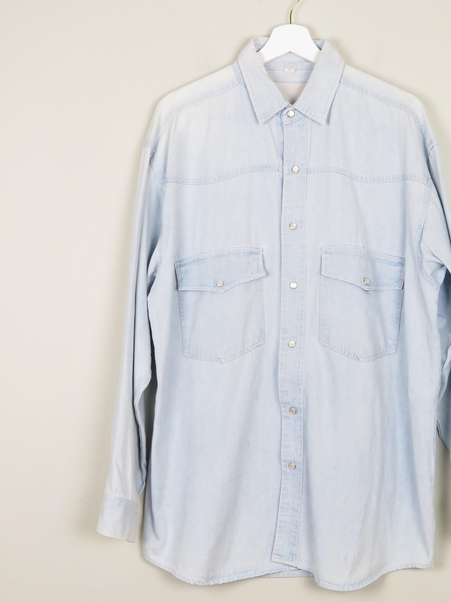 Men's Light Denim Vintage Shirt M Relaxed Fit - The Harlequin