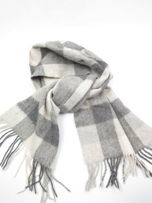 Men's Light/dark Grey & Cream Wool Scarf - The Harlequin