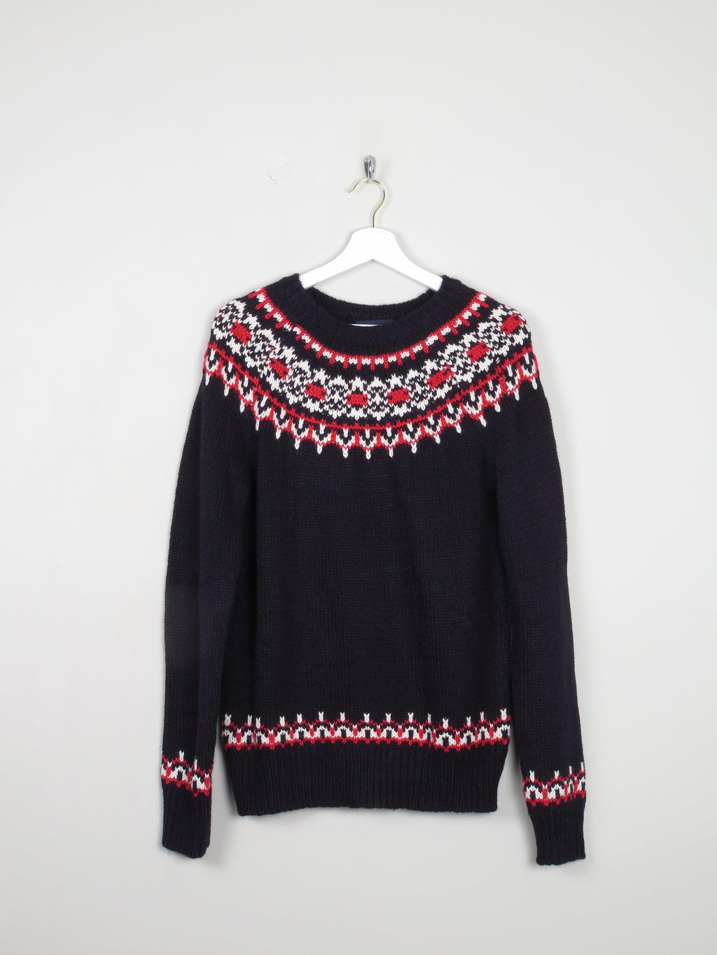 Men's Navy & Red Nordic Style Jumper S/M - The Harlequin