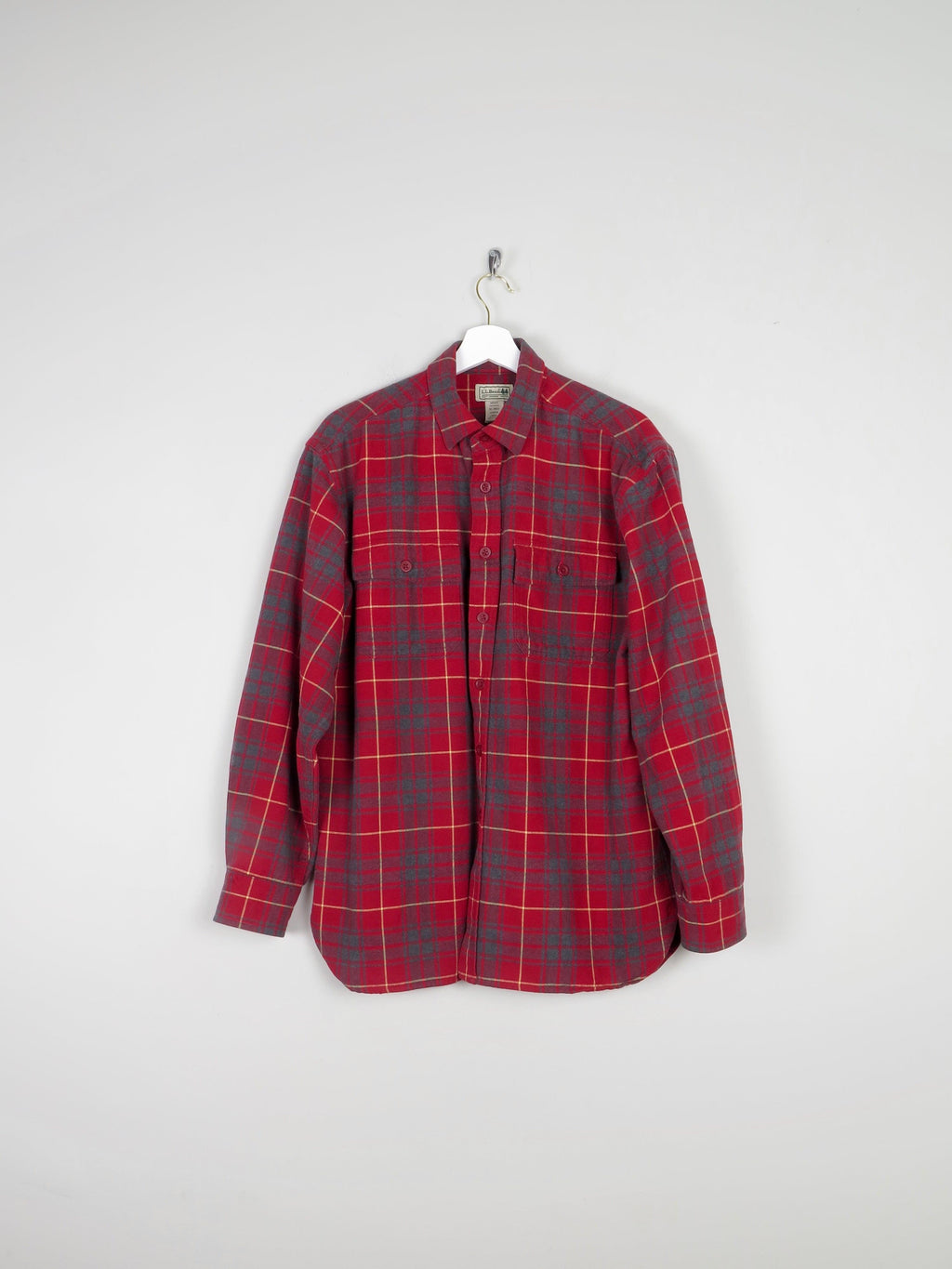 Men's Red Check Heavy Flannel LLBean Shirt M - The Harlequin