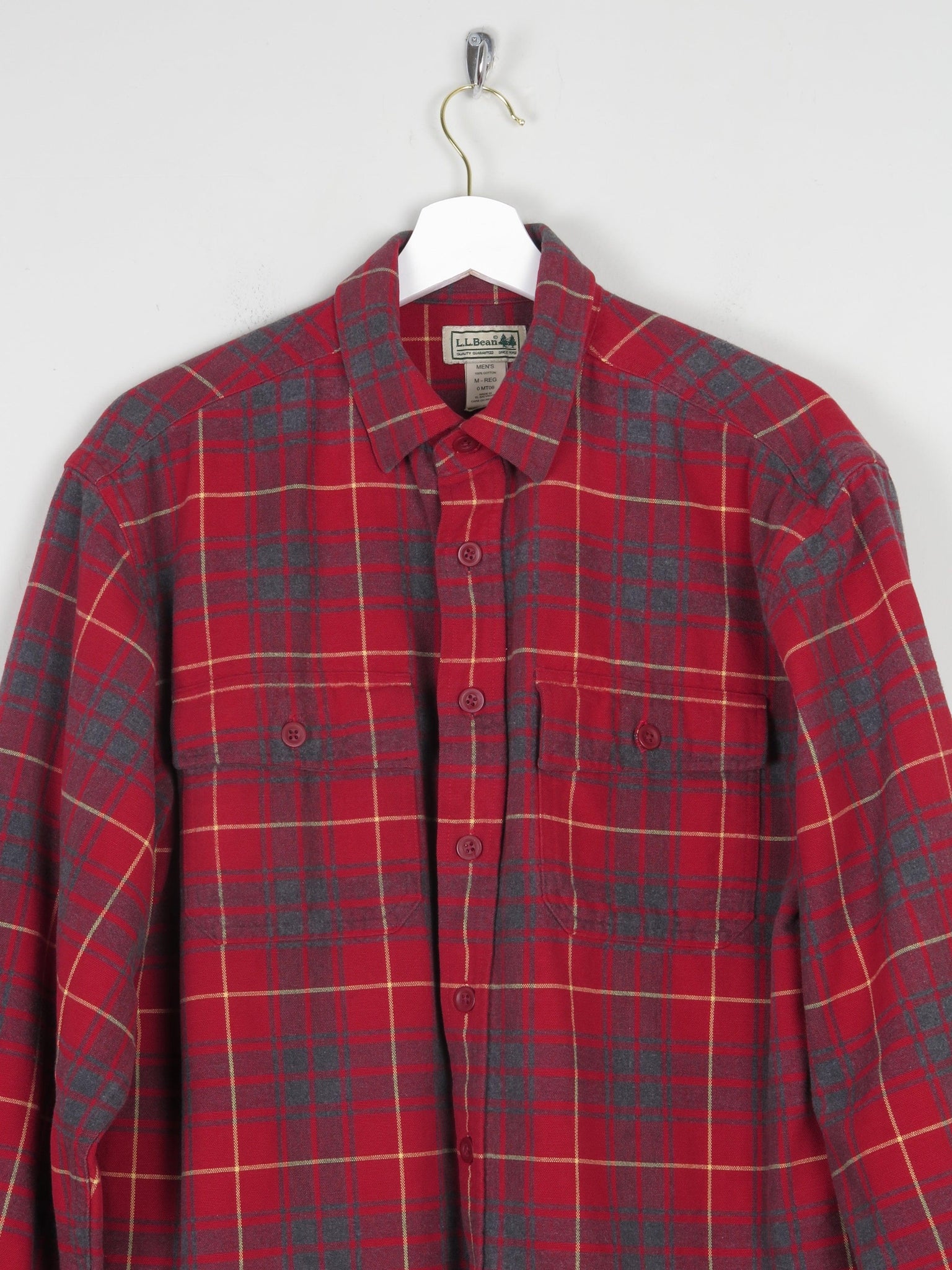 Men's Red Check Heavy Flannel LLBean Shirt M - The Harlequin