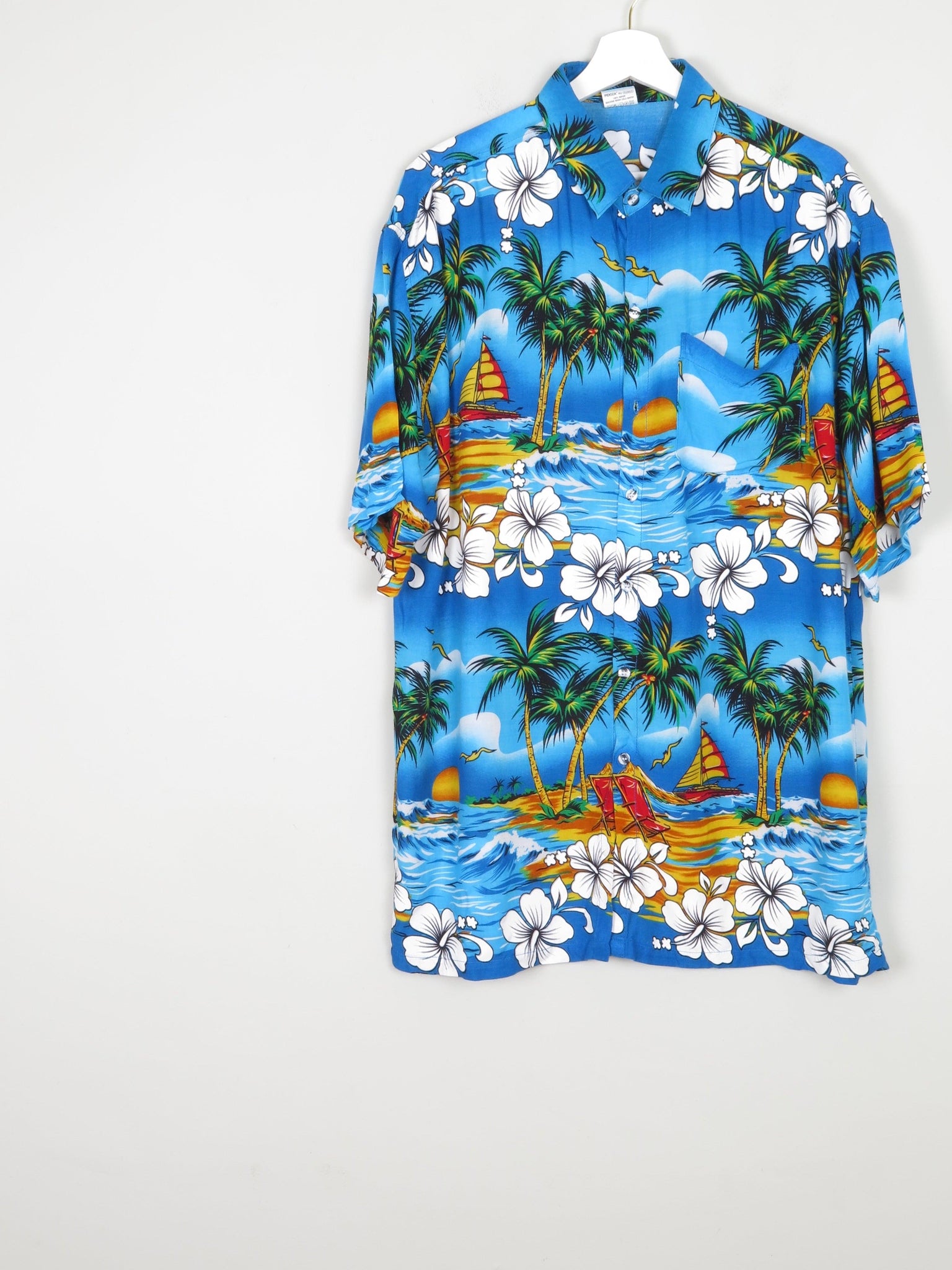 Men's Classic Turquoise Hawaiian Style Shirt XL - The Harlequin