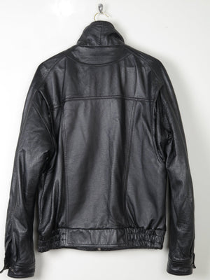 Men's Vintage  Black Leather Bomber Jacket M - The Harlequin