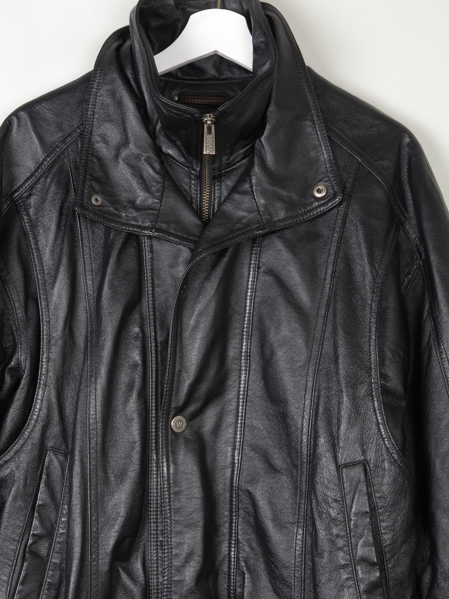 Men's Vintage  Black Leather Bomber Jacket M - The Harlequin