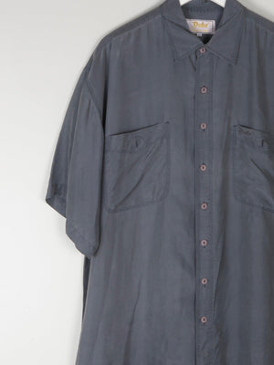 Men's Vintage Charcoal  Black Silk Mens Shirt XL - The Harlequin