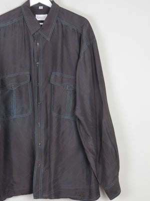 Men's Inky Black Silk Shirt XL - The Harlequin