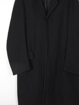 Men's Vintage Black Wool Coat With Velvet Collar 1940s 44"/Large - The Harlequin