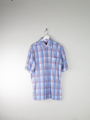 Men's Vintage Blue Check Stretchy Shirt XL - The Harlequin