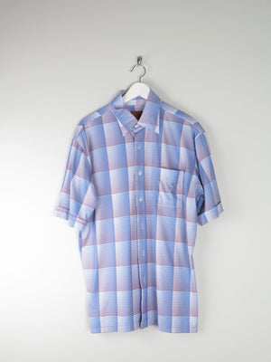 Men's Vintage Blue Check Stretchy Shirt XL - The Harlequin