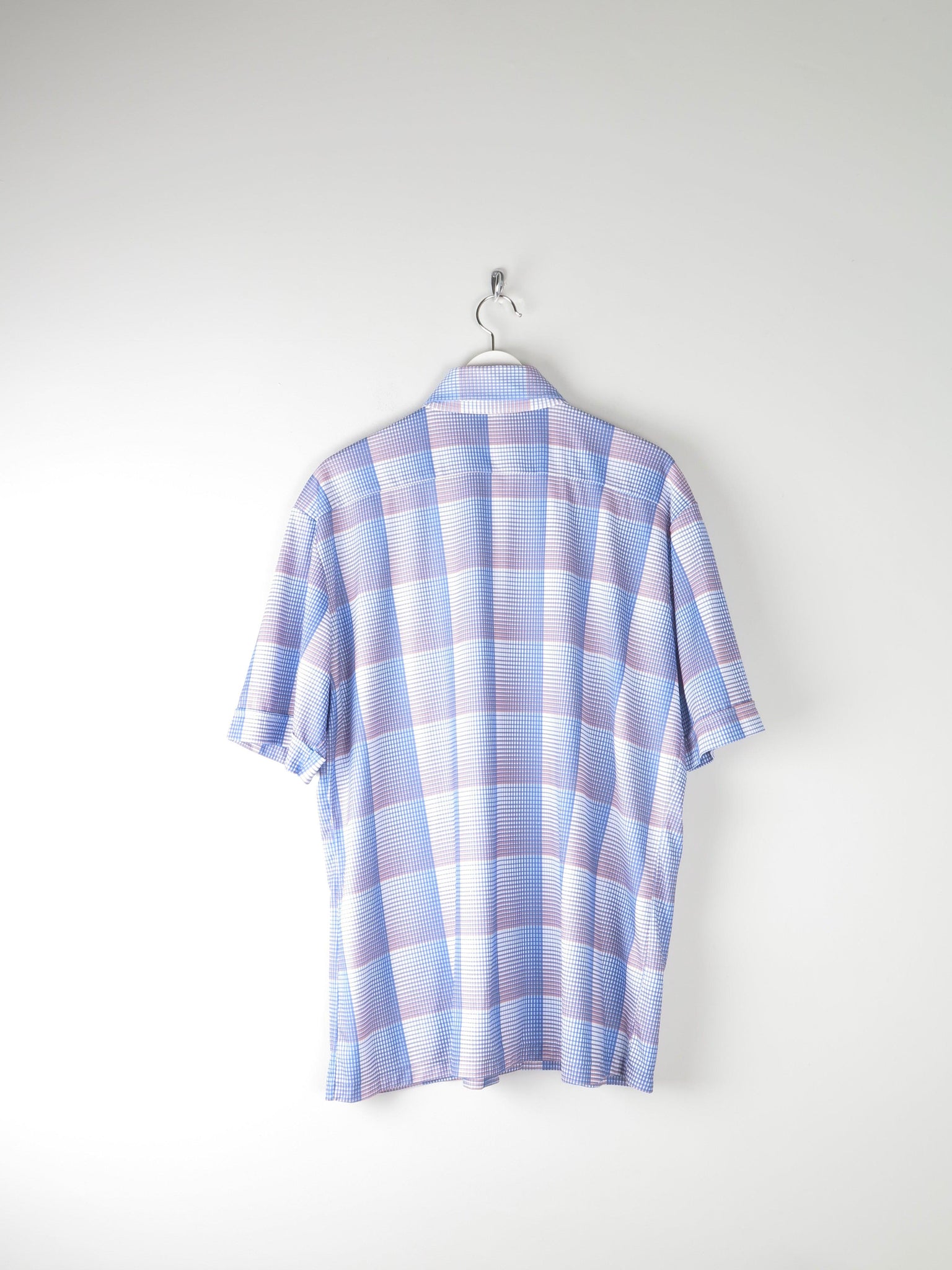 Men's Vintage Blue Check Stretchy Shirt XL - The Harlequin