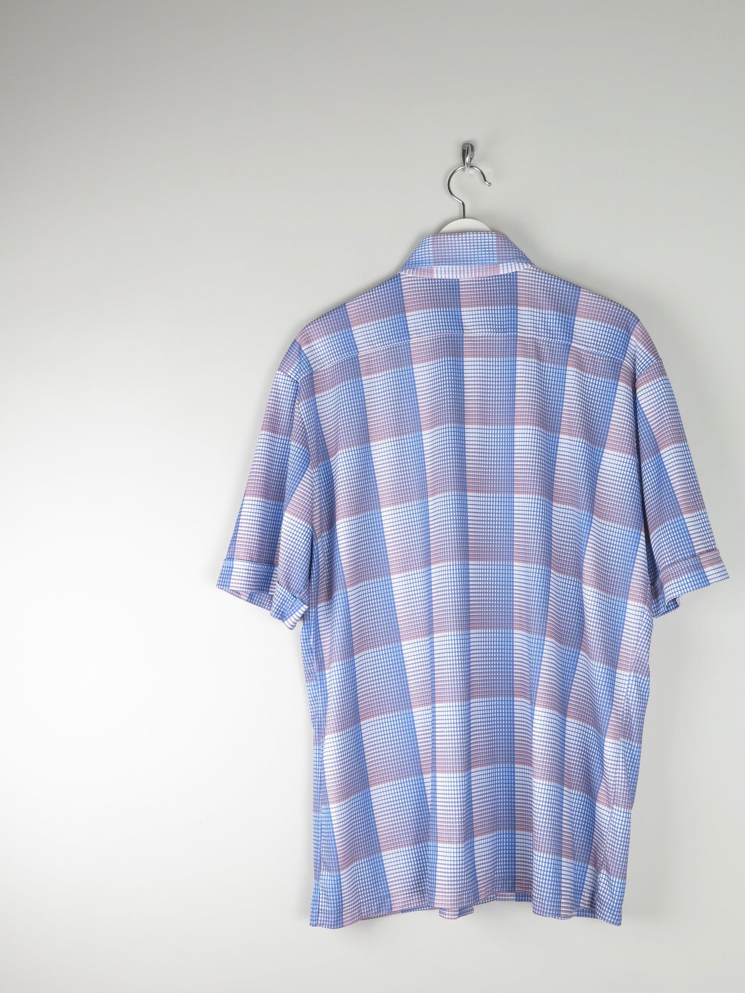 Men's Vintage Blue Check Stretchy Shirt XL - The Harlequin