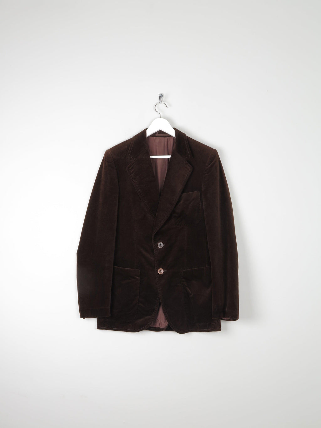 Men’s Brown Velvet Jacket With Patch Pockets 38" S - The Harlequin