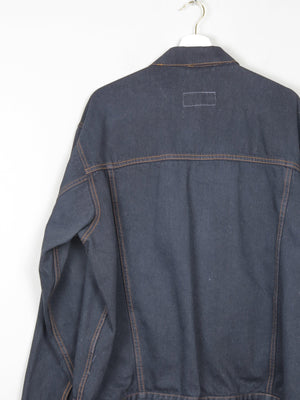 Men's Vintage Charcoal Black Denim Jacket L - The Harlequin