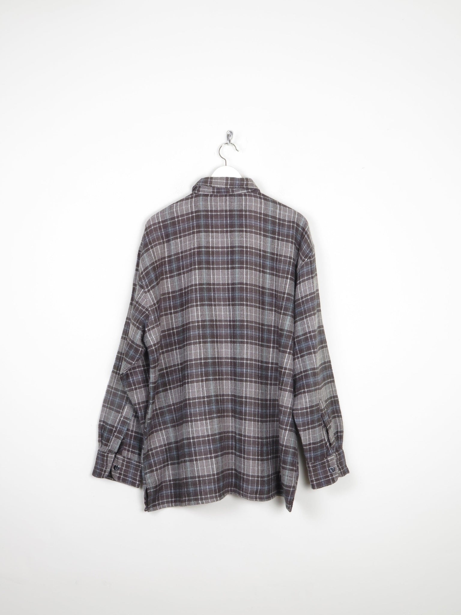 Men's Thick Wool Feel Grey Flannel Shirt XL - The Harlequin