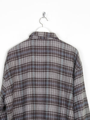 Men's Thick Wool Feel Grey Flannel Shirt XL - The Harlequin