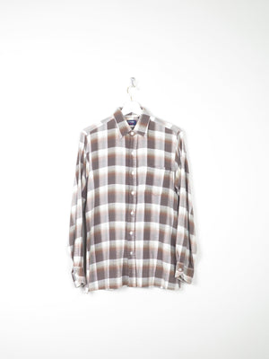 Men's Brown & Cream Vintage Flannel Shirt S - The Harlequin