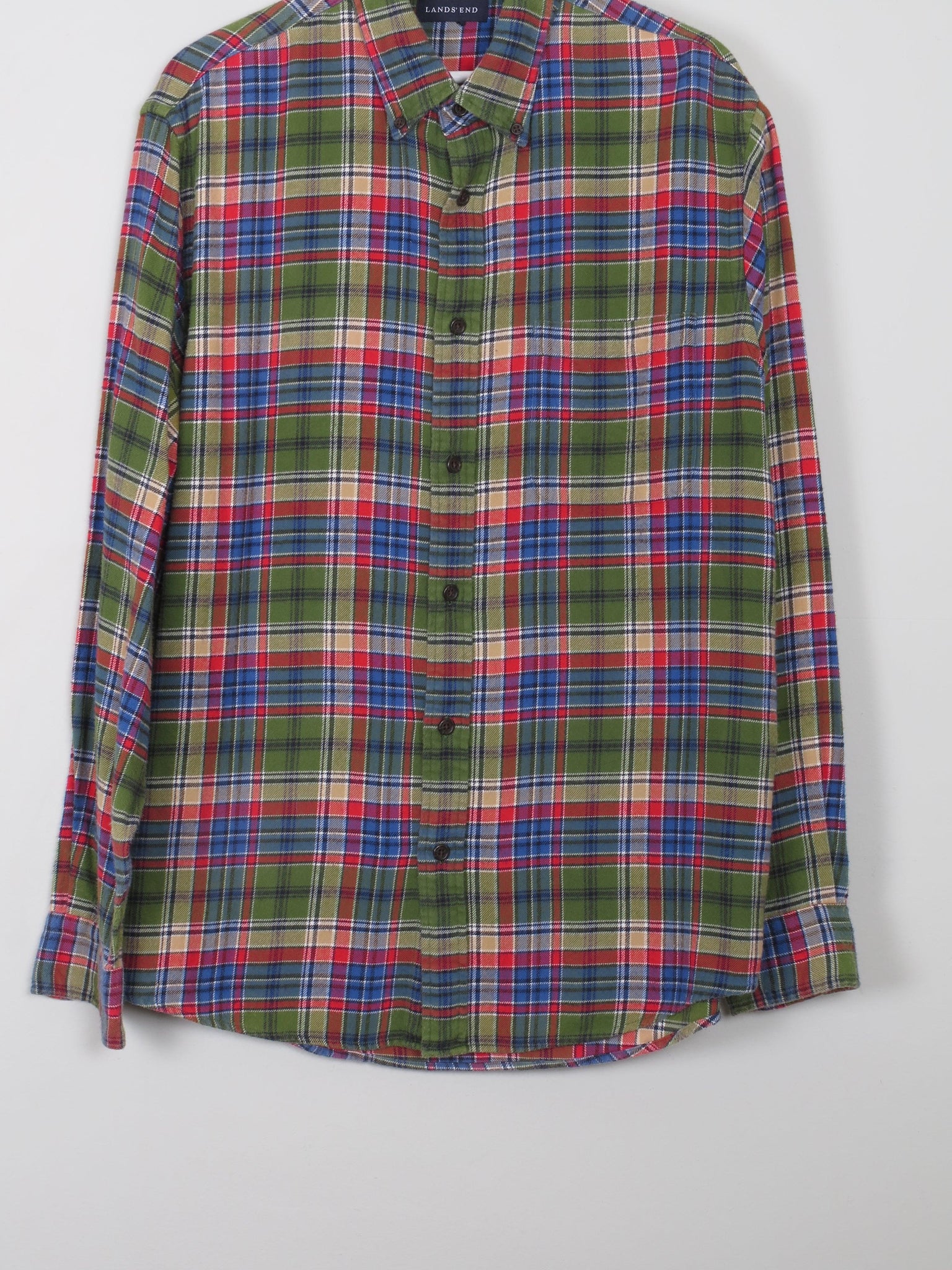 Men's Lands End Vintage Flannel Shirt L Relaxed Fit - The Harlequin