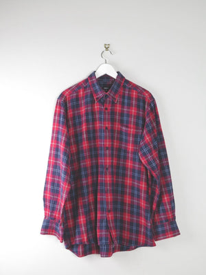 Men's Red & Navy Checked Flannel Shirt L/XL - The Harlequin