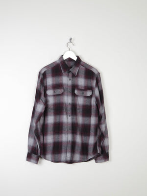 Men's Grey & Wine Classic Flannel Shirt M - The Harlequin