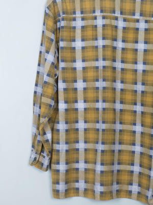 Men's Vintage Flannel Shirt Yellow & Grey S/M - The Harlequin