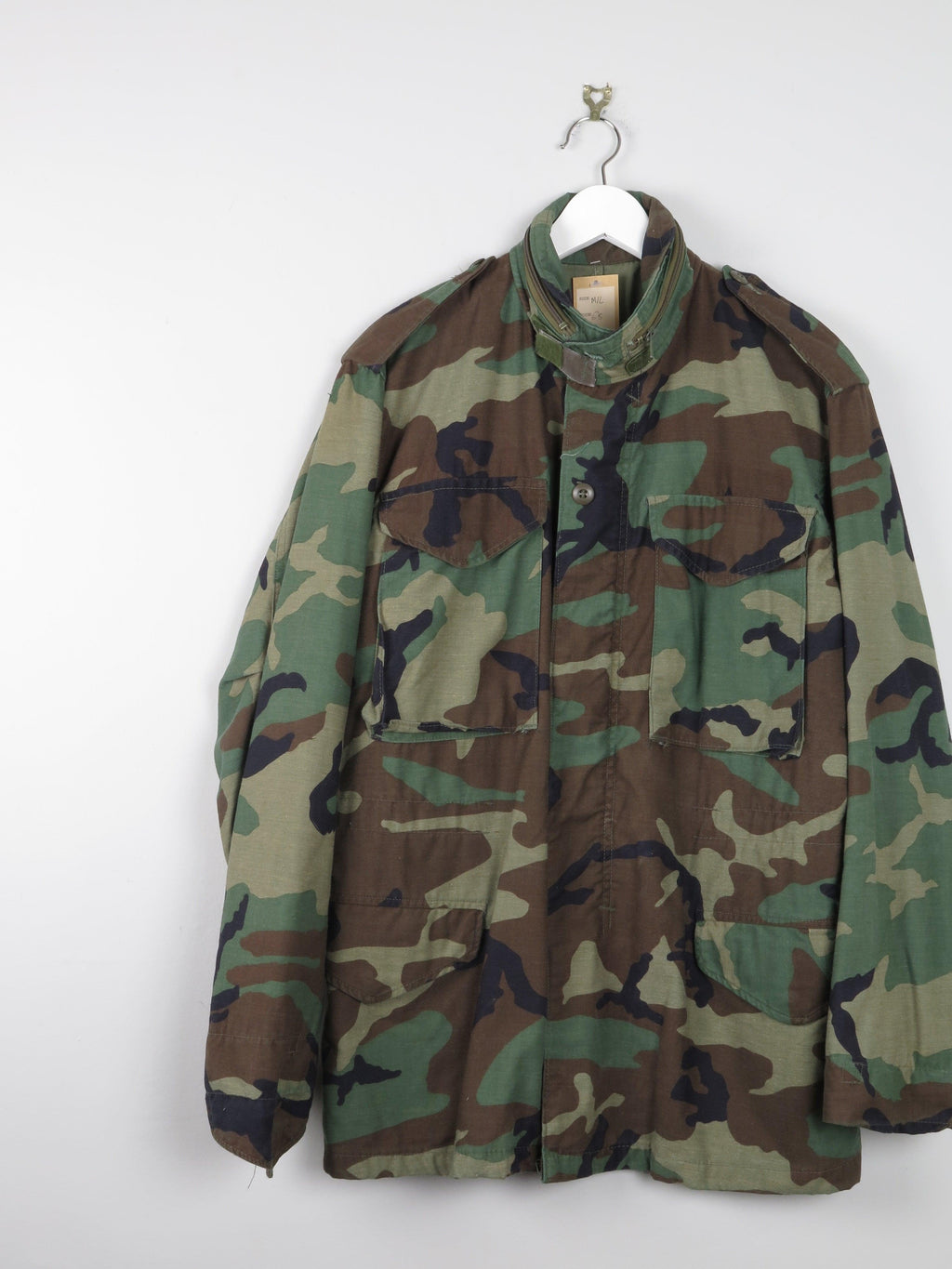 Men’s Green Camouflage Army Jacket L - The Harlequin