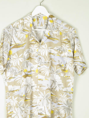 Men's Hawaiian Short Sleeve Shirt With Neutral Tones M - The Harlequin