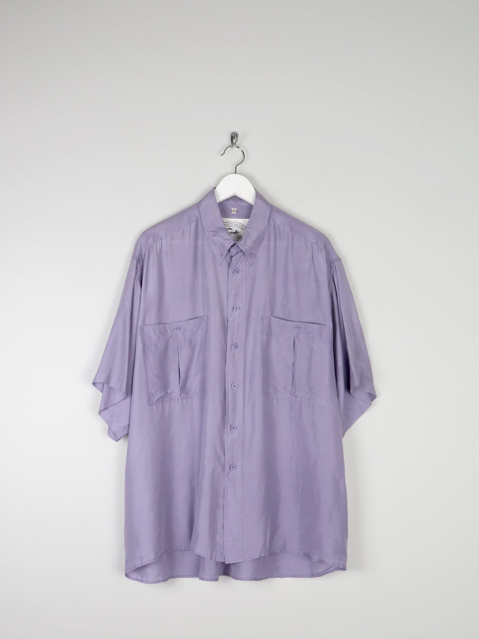 Men's Lilac Silk Short Sleeve Shirt XL - The Harlequin