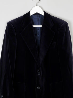 Men's Navy Tailored Vintage Velvet Jacket 40/42 M length - The Harlequin