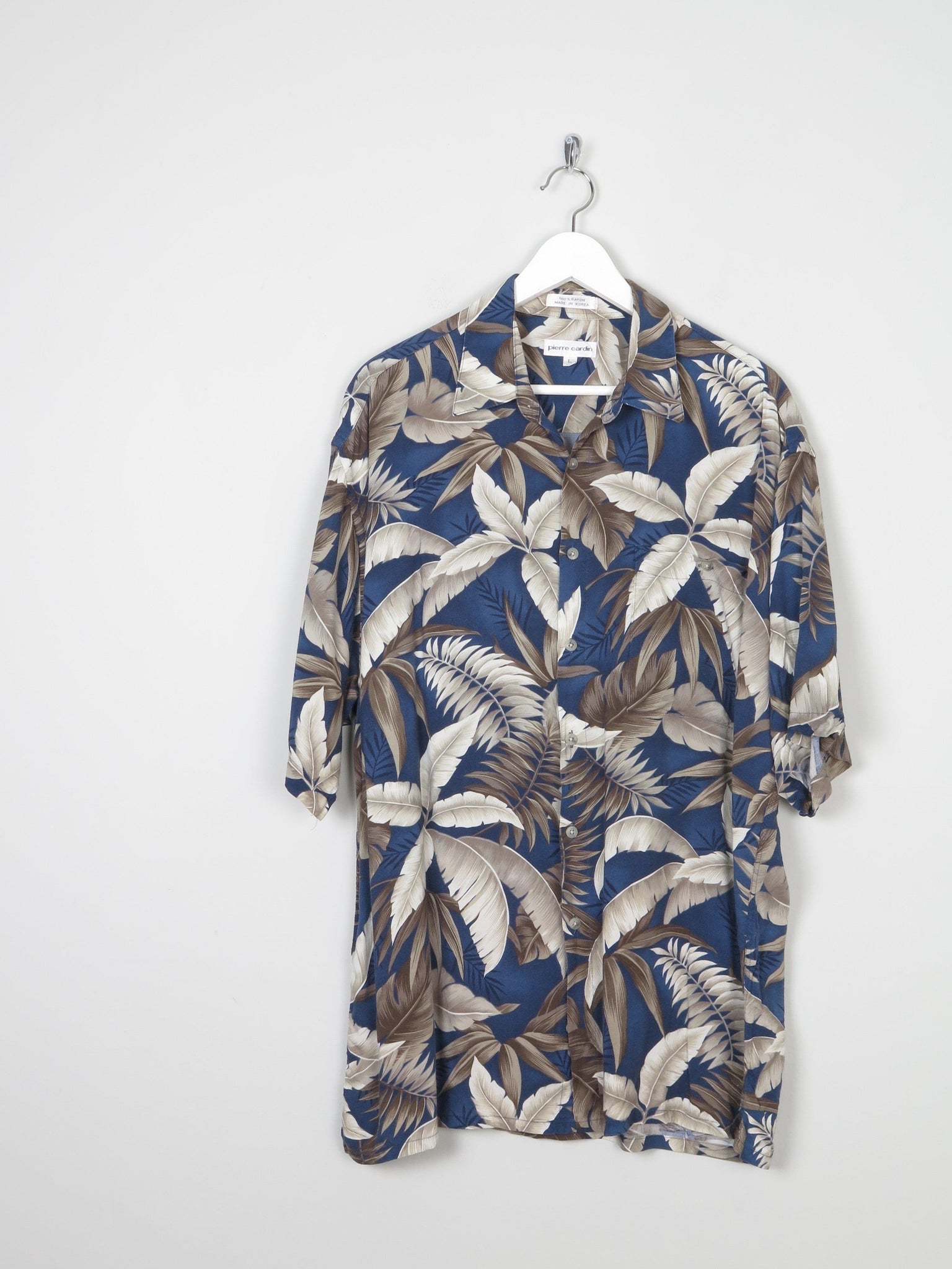 Men's Pierre Cardin Vintage Hawaiian Blue Shirt L - The Harlequin