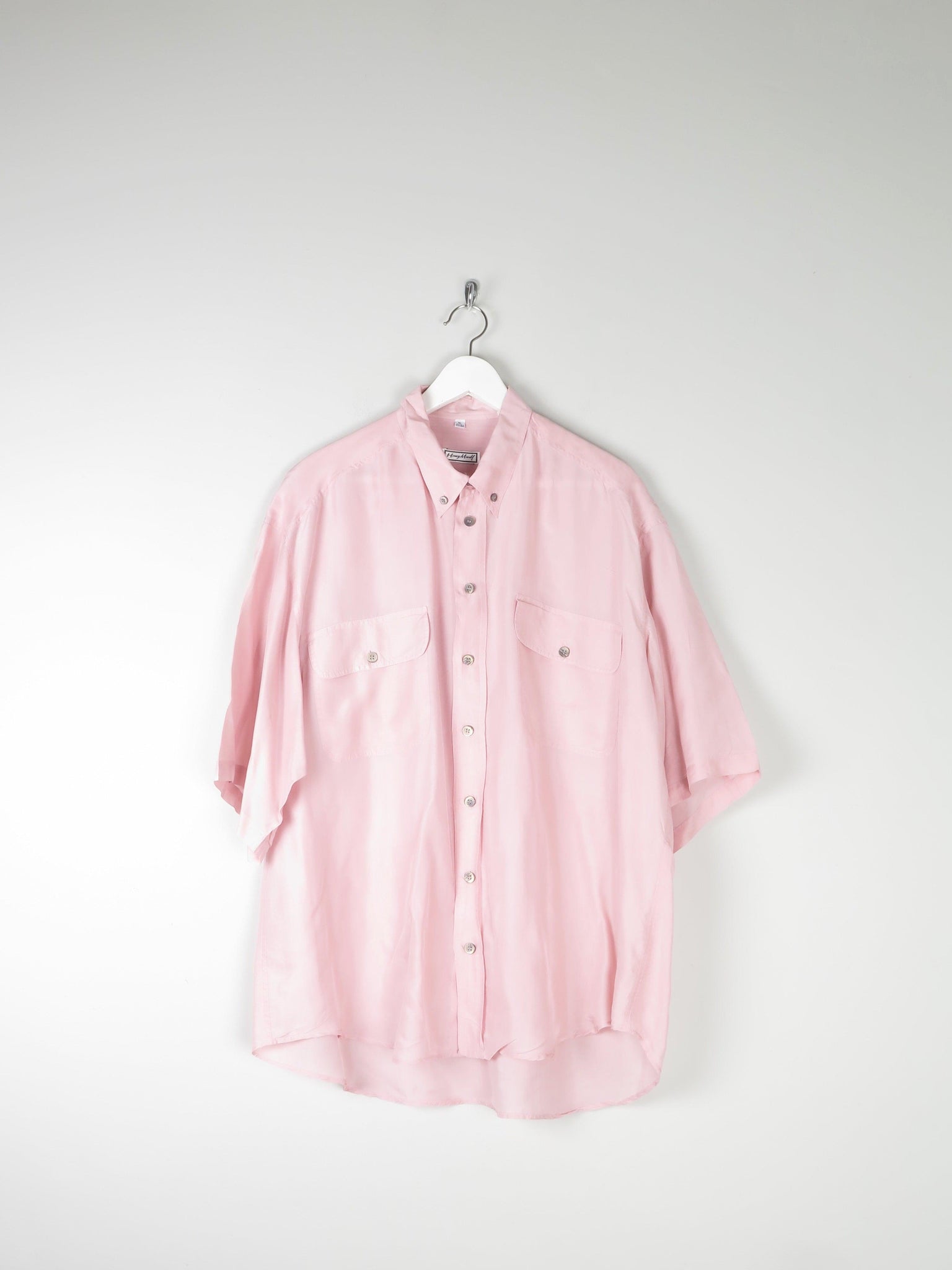 Men’s Baby Pink Silk Short Sleeve Shirt XL - The Harlequin
