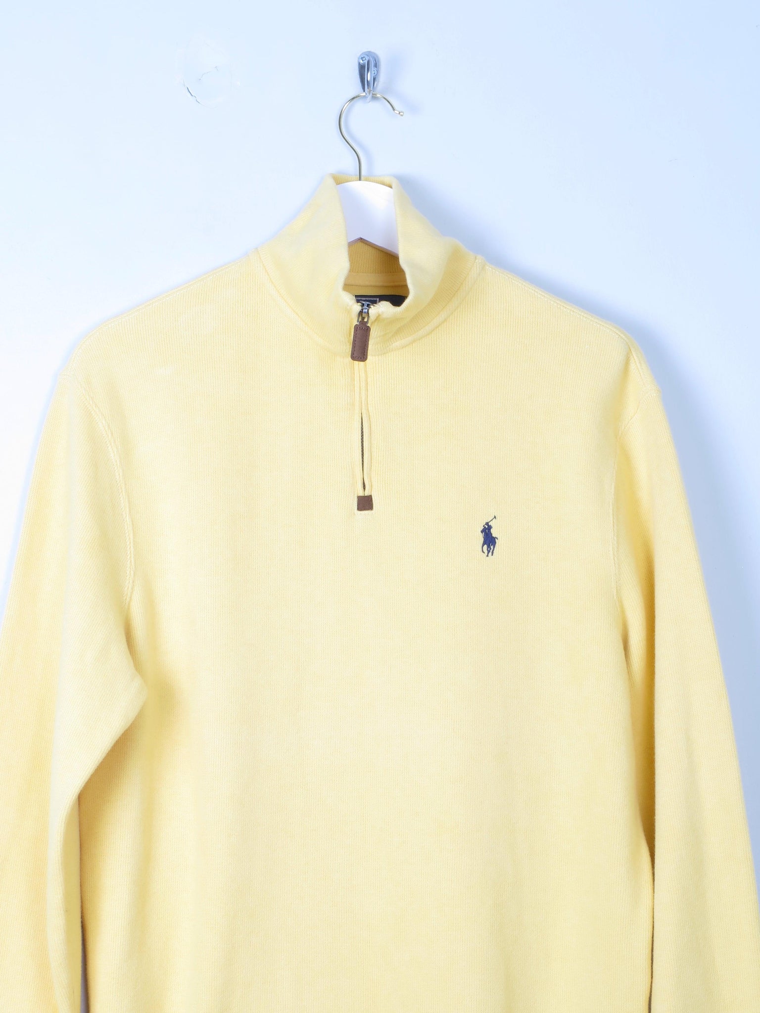 Men's Cotton Polo Ralph Lauren Yellow 1/4 Zip Top S - The Harlequin