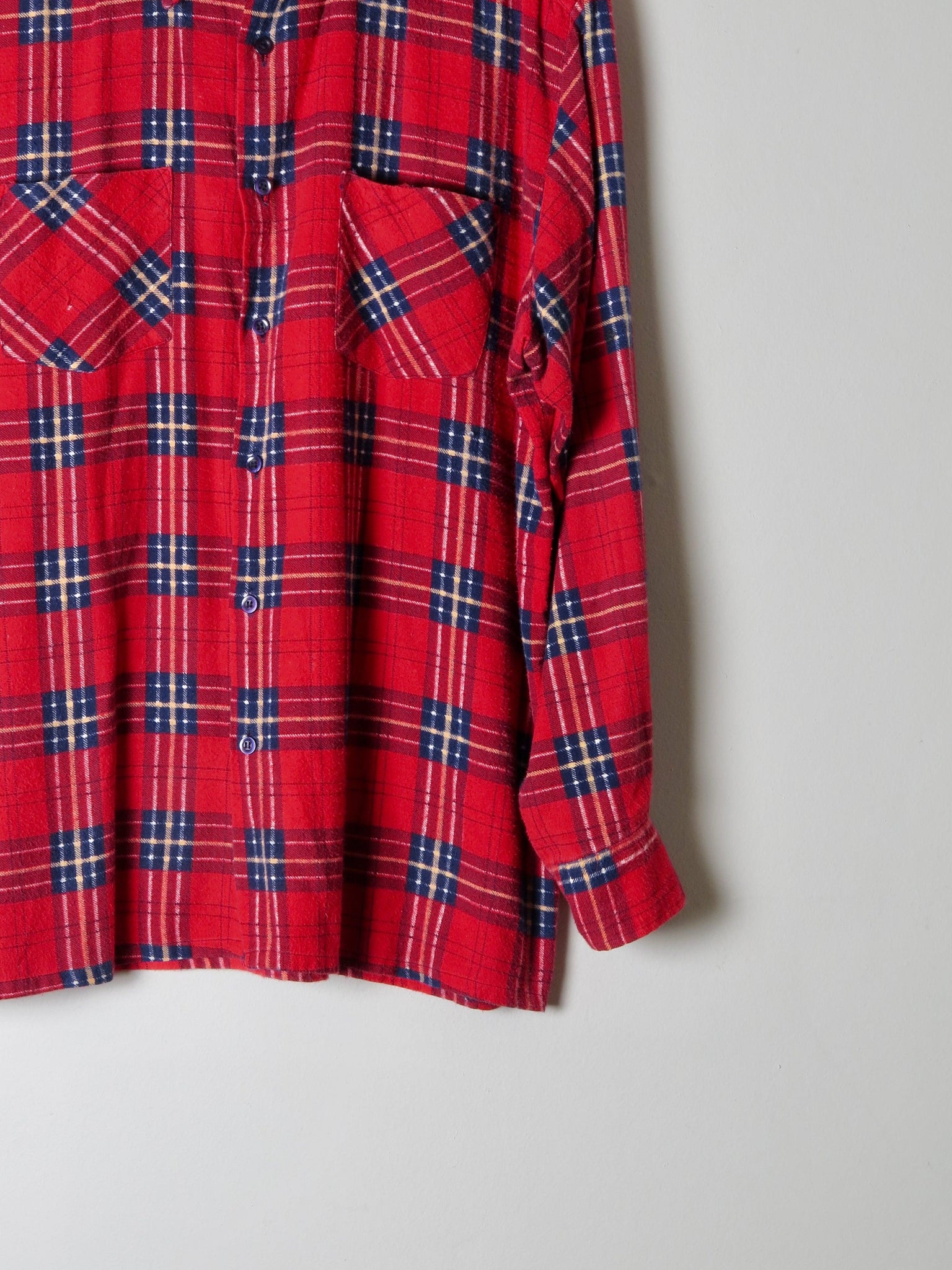 Men's Vintage Red Flannel Shirt S/M - The Harlequin