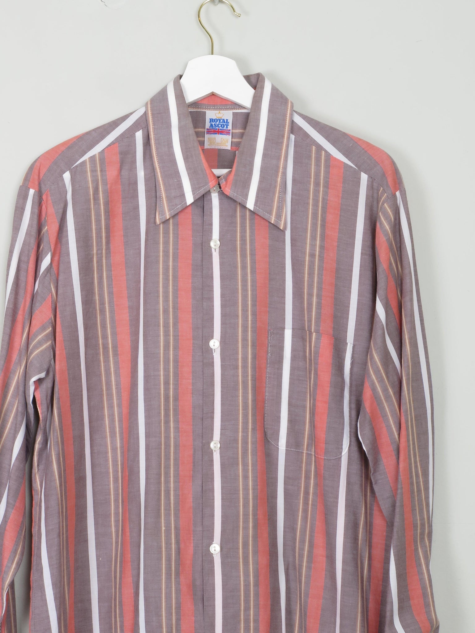 Men's Vintage Shirt 1970's Striped Royal Ascot L - The Harlequin